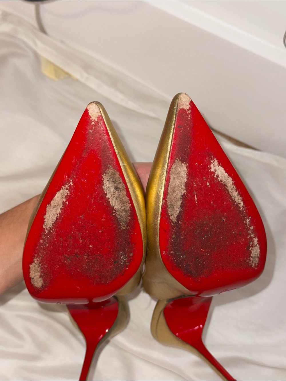 Christian Louboutin Metallic Gold Pointed Slingback Pumps - Picture 9 of 11